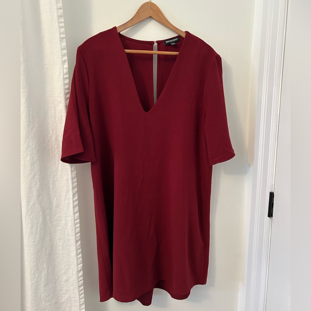 American Apparel Burgundy V-Neck Slip Dress